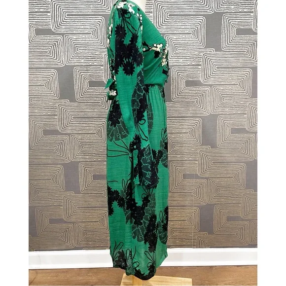 FREE PEOPLE Mixed Print Twist Dress in Green - Picture 6 of 10